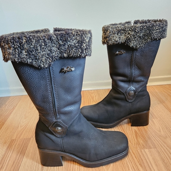 Anfibio Women's Moto Mid Calf Leather Biker Square Toe Black Boho Boots Size 37. - Picture 11 of 15